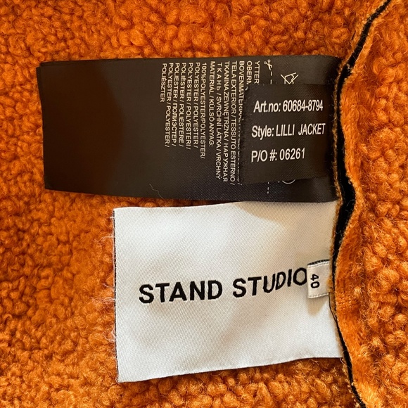 Stand Studio Lilli Black Leather Jacket Faux Fir Lining & Trim 40 M L XL - Picture 7 of 8